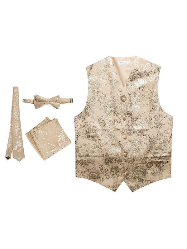 VSM-96P MEN'S 4PC FORMAL METALLIC PAISLEY VEST SET