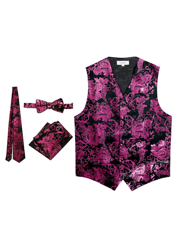 VSM-96P MEN'S 4PC FORMAL METALLIC PAISLEY VEST SET