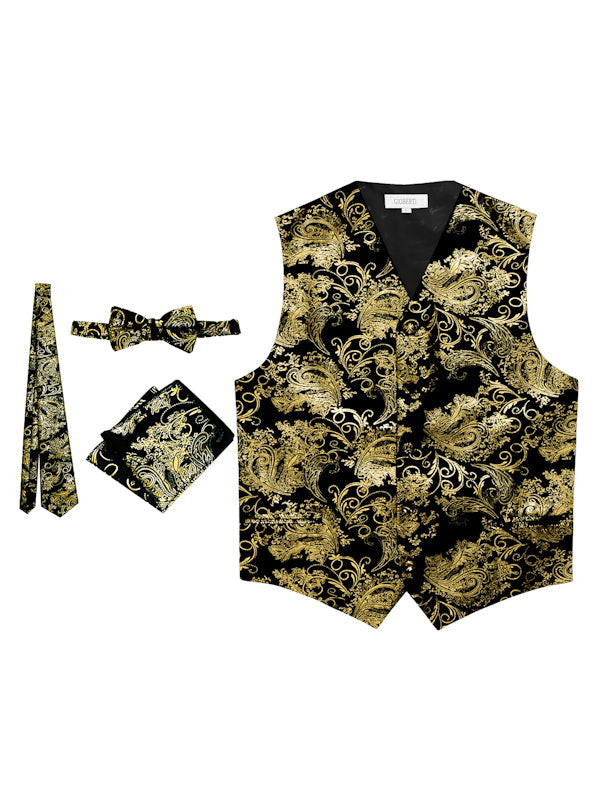 VSM-96P MEN'S 4PC FORMAL METALLIC PAISLEY VEST SET