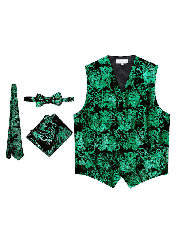 VSM-96P MEN'S 4PC FORMAL METALLIC PAISLEY VEST SET