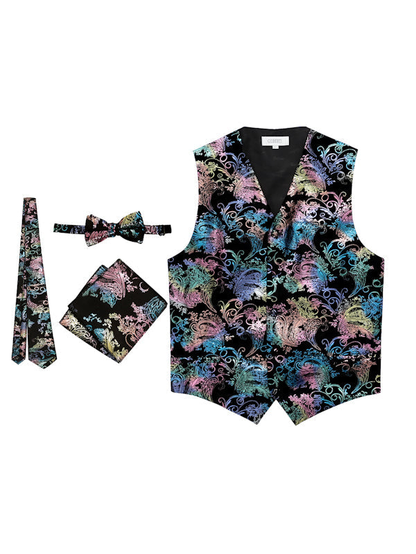 VSM-96P MEN'S 4PC FORMAL METALLIC PAISLEY VEST SET