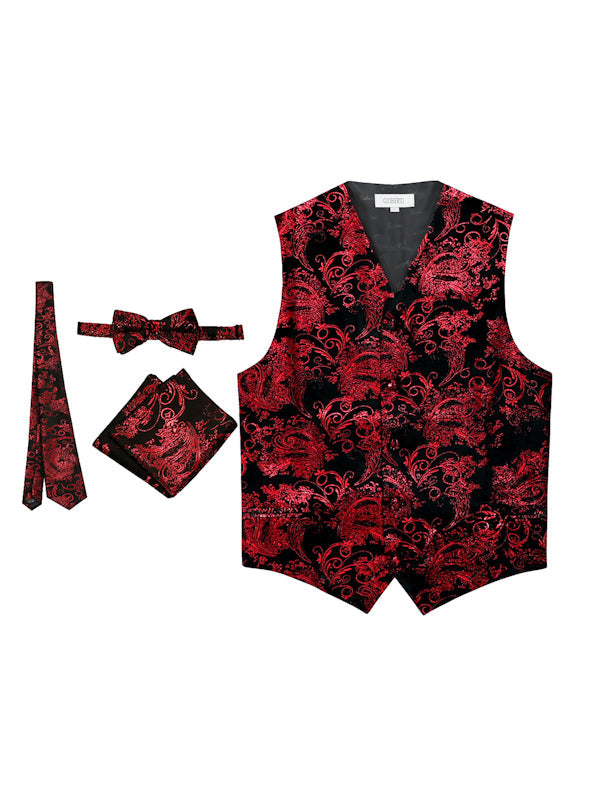 VSM-96P MEN'S 4PC FORMAL METALLIC PAISLEY VEST SET