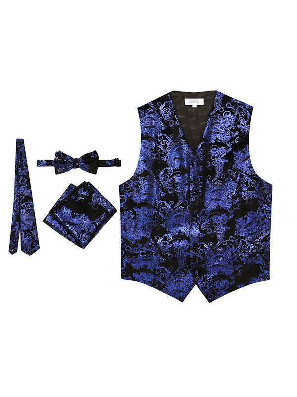 VSM-96P MEN'S 4PC FORMAL METALLIC PAISLEY VEST SET