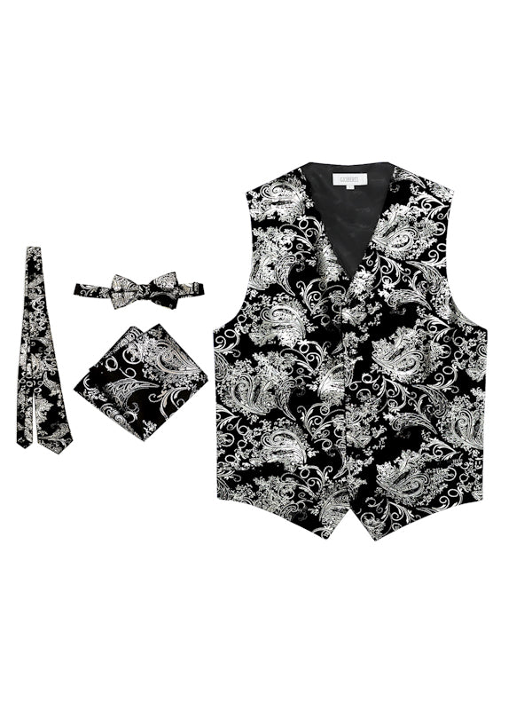 VSM-96P MEN'S 4PC FORMAL METALLIC PAISLEY VEST SET