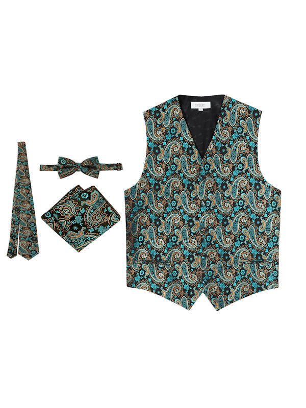 VSM-96P MEN'S 4PC FORMAL METALLIC PAISLEY VEST SET