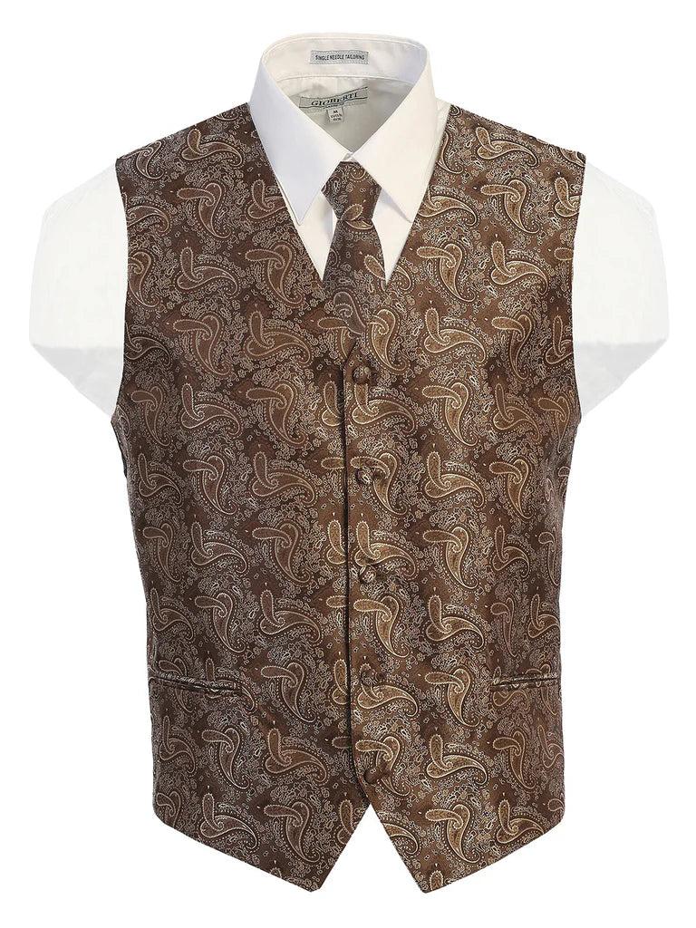 VSM-96p MEN'S 4PC FORMAL SATIN PAISLEY VEST SET PART-B