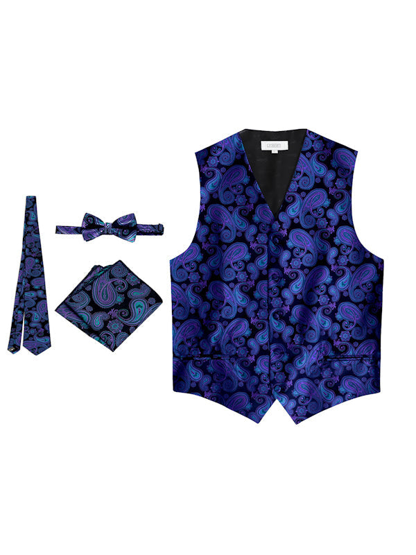 VSM-96P MEN'S 4PC FORMAL METALLIC PAISLEY VEST SET