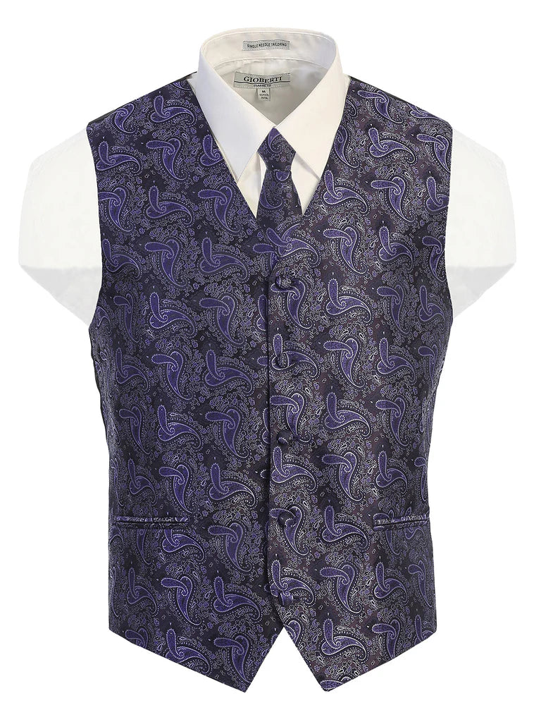 VSM-96p MEN'S 4PC FORMAL SATIN PAISLEY VEST SET PART-B