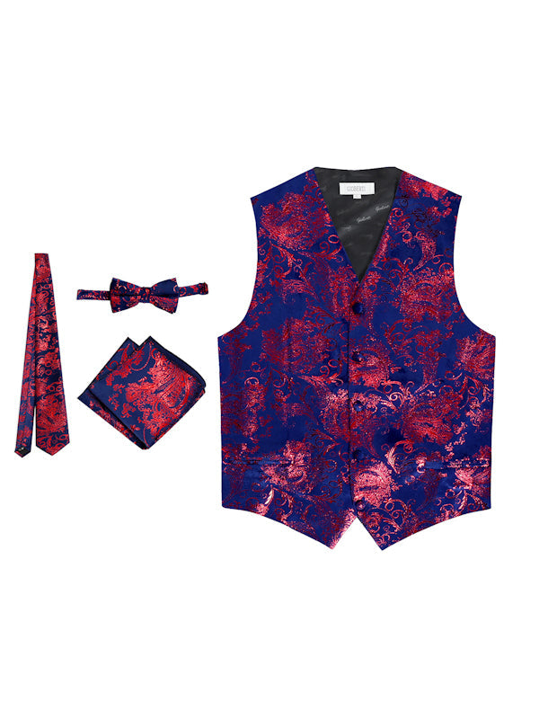 VSM-96P MEN'S 4PC FORMAL METALLIC PAISLEY VEST SET