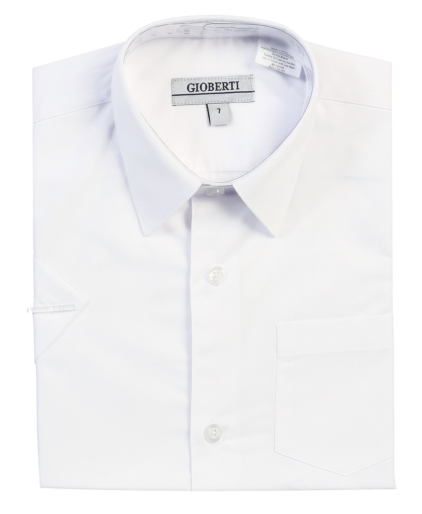 DS-85S Boy's Short Sleeve Solid Dress Shirt IN 6 CLORS (BANANA-BLACK-D GRAY-KHAKI-NAVY-WHITE) SIZE 4-18