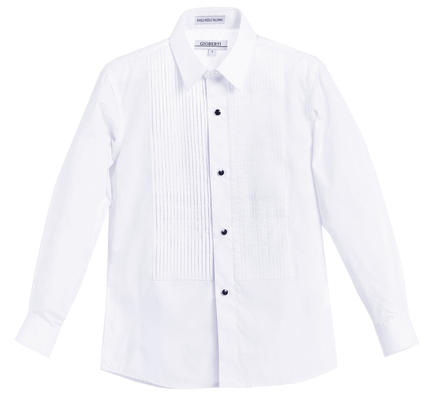 DS-85T Boy's White Tuxedo Dress Shirt, with Bow Tie and Metal Studs SIZE 2-18