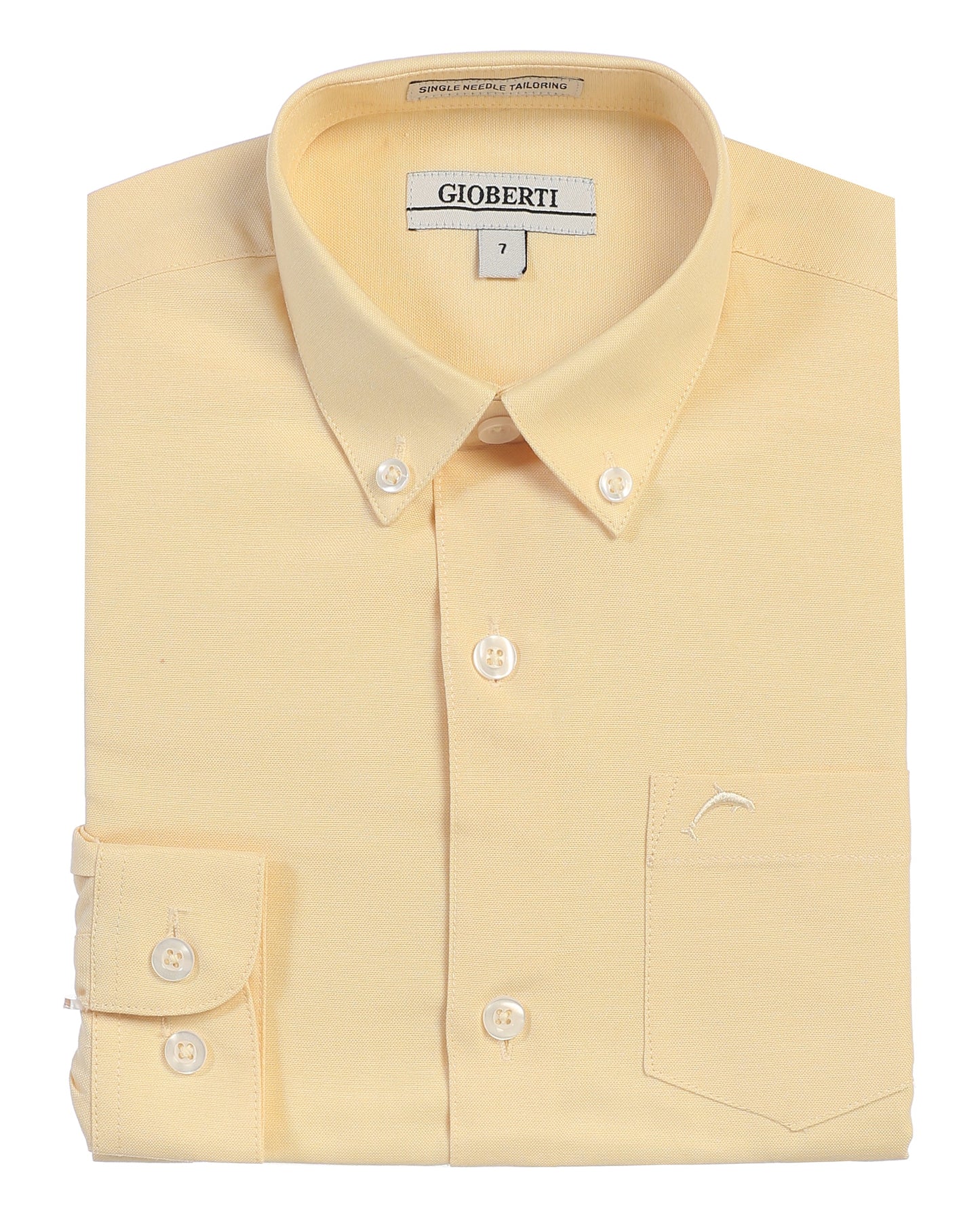 DSX-85 Boy's Oxford Long Sleeve Dress Shirt 6 COLORS (L BLUE-WHITE-PINK-AQUA-BLACK-YELLOW) SIZE 4-18