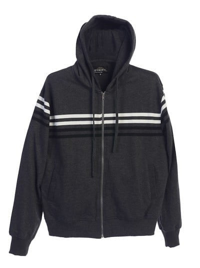 ZH-923 Men's Hoodie w/ STRIPES Metal Zipper