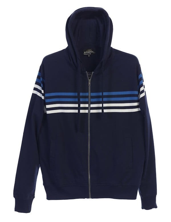 ZH-923 Men's Hoodie w/ STRIPES Metal Zipper
