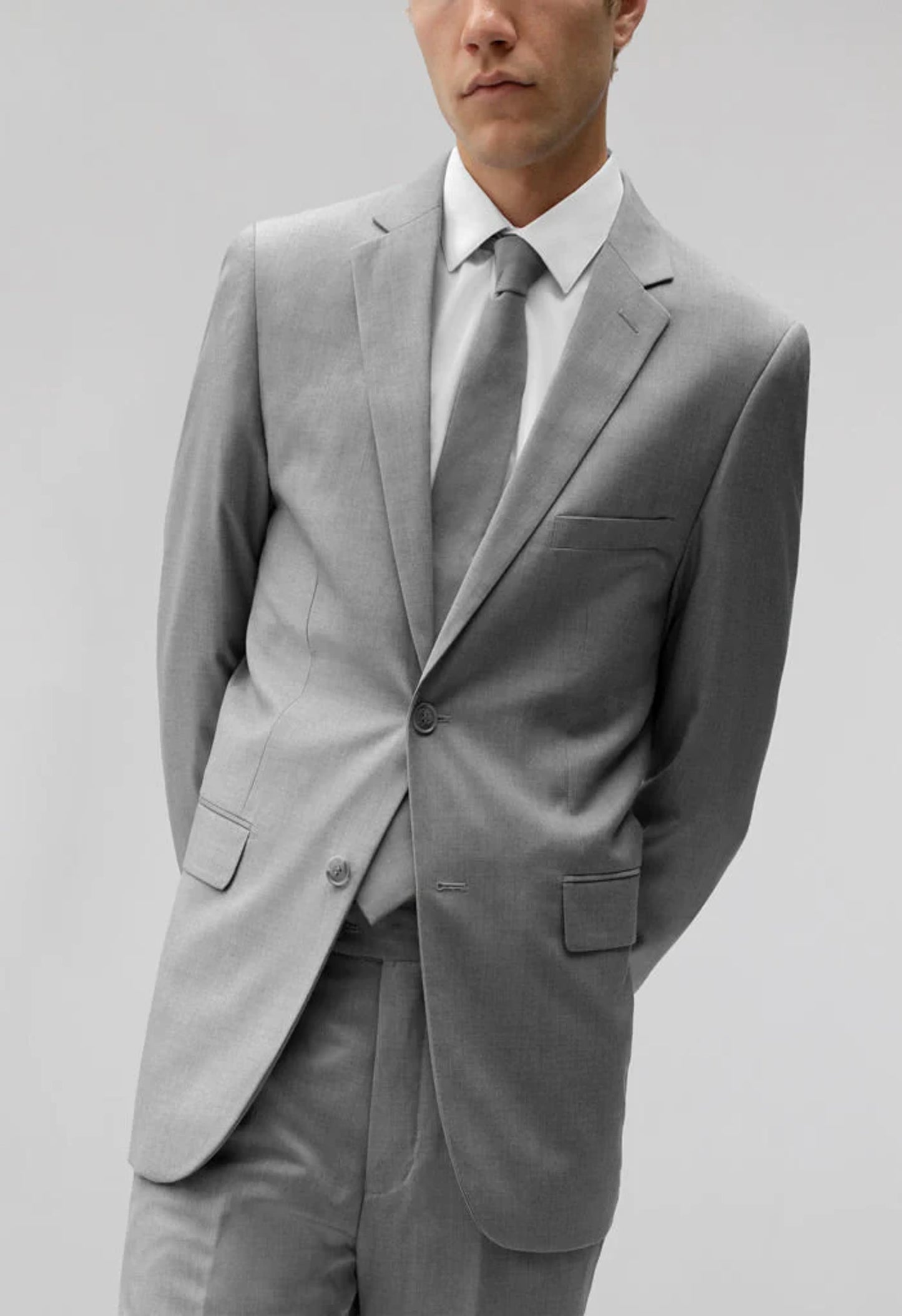 ST-16 Men's Light Gray Notched Lapel Suit Slim Fit (2 PCS)
