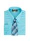 S-858 Boys formal dress shirt with striped tie IN 6 COLORS (BURGUNDY-LIGHT AQUA-SALMON-OLIVE-LIGHT YELLOW-ROYAL BLUE) SIZE 2-20