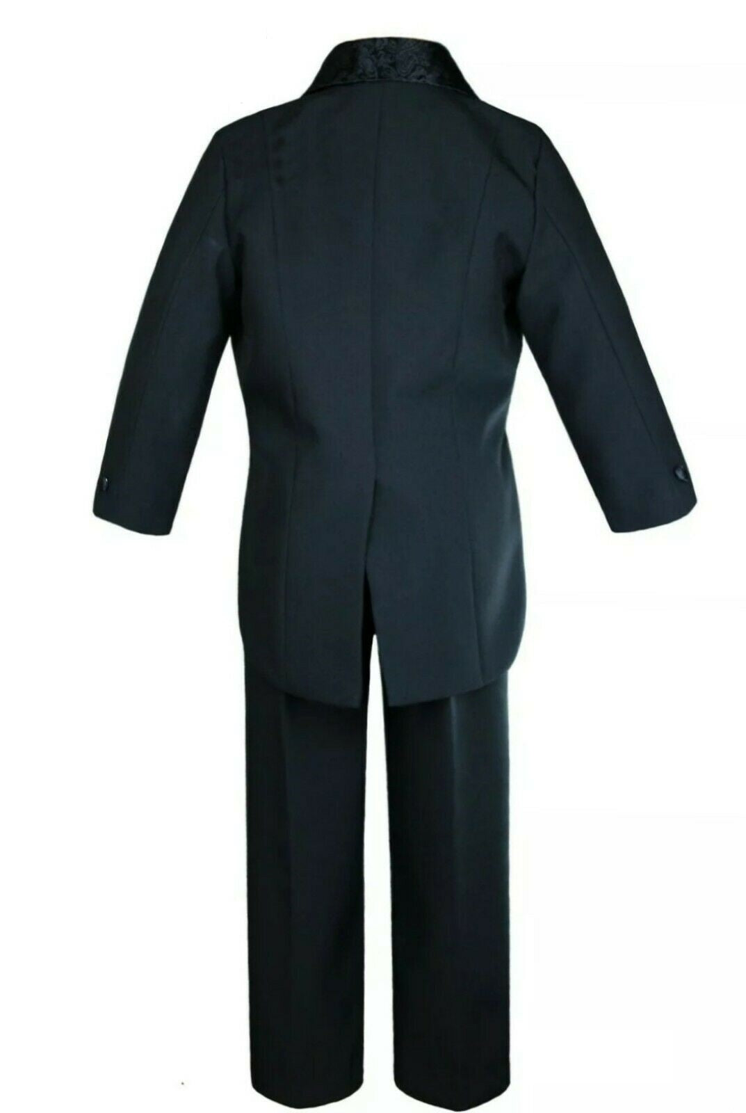 BY-011 Boys formal tuxedo with bow tie (5 pcs) BLAC-WHITE