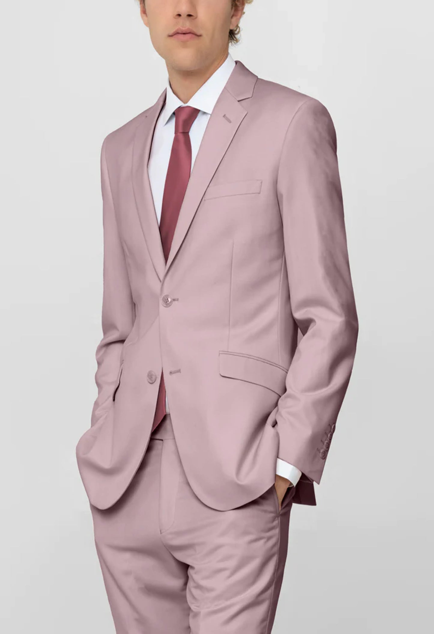 Men's Rose Notched Lapel Suit Slim Fit (2 PCS)
