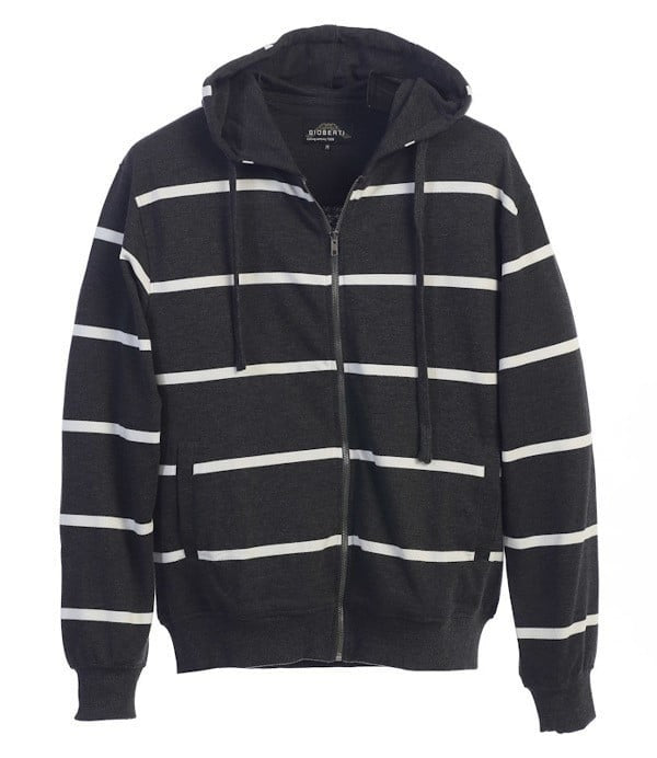 ZH-916 Men's Hoodie solid w/ stripes Metal Zipper