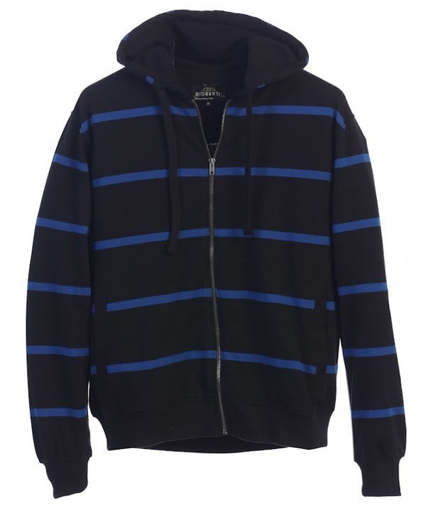 ZH-916 Men's Hoodie solid w/ stripes Metal Zipper
