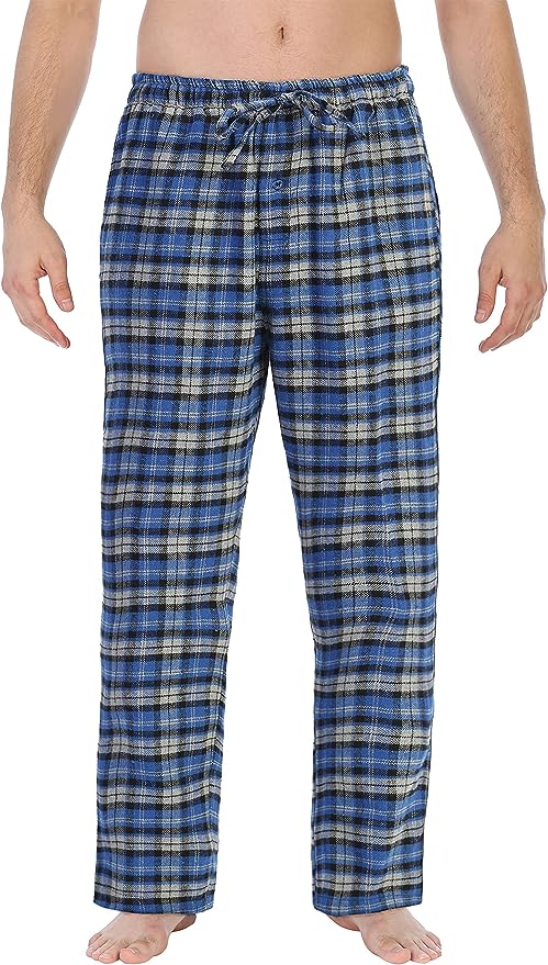 Men's Yarn Dye Brushed Flannel Pajama Pants, Elastic Waist