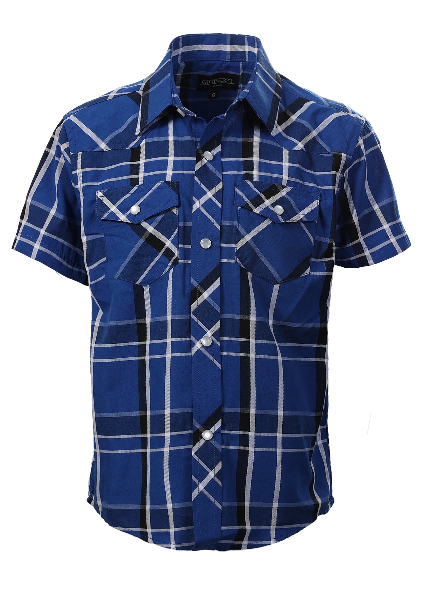 BOY'S SHORT SLEEVE WESTERN STYLE PLAID SHIRT