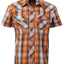 BOY'S SHORT SLEEVE WESTERN STYLE PLAID SHIRT