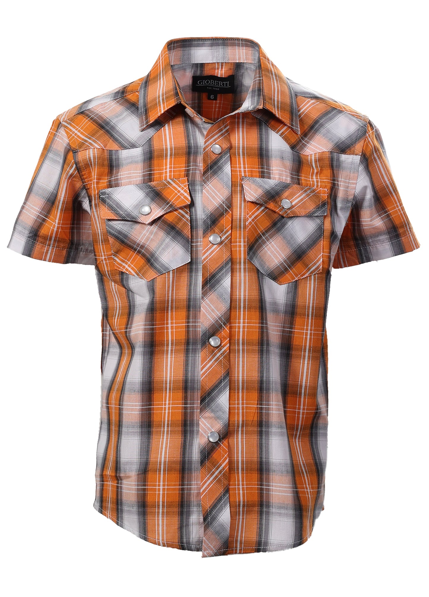 BOY'S SHORT SLEEVE WESTERN STYLE PLAID SHIRT