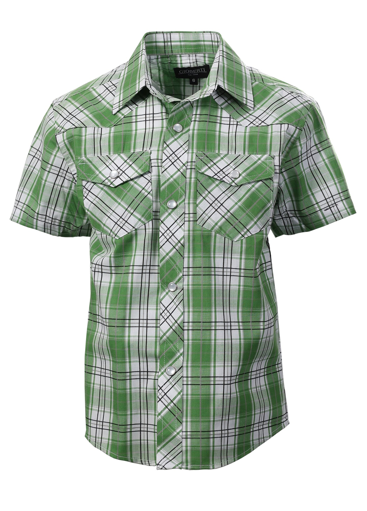 BOY'S SHORT SLEEVE WESTERN STYLE PLAID SHIRT