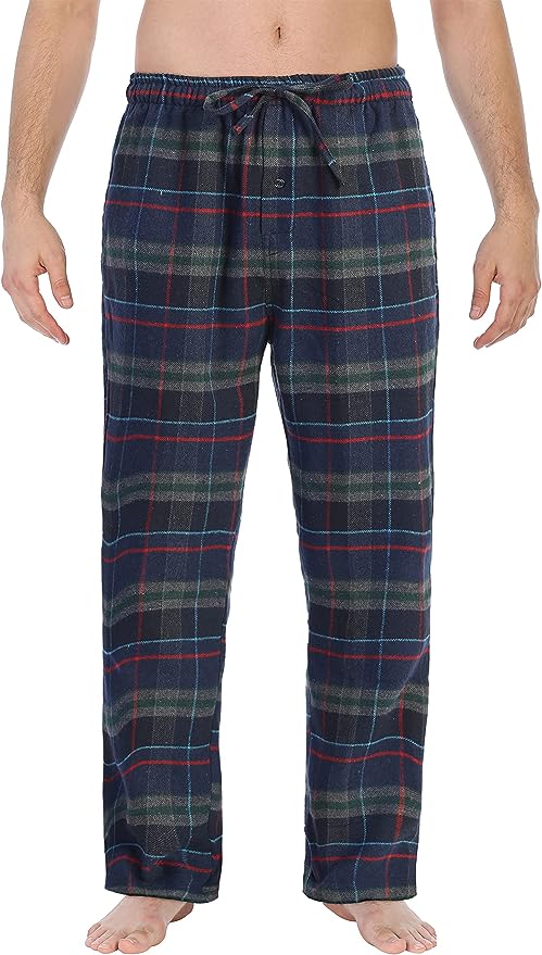 Men's Yarn Dye Brushed Flannel Pajama Pants, Elastic Waist