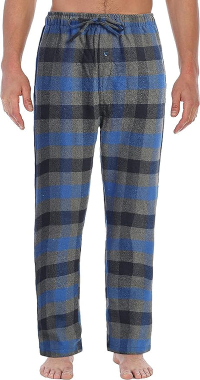 Men's Yarn Dye Brushed Flannel Pajama Pants, Elastic Waist