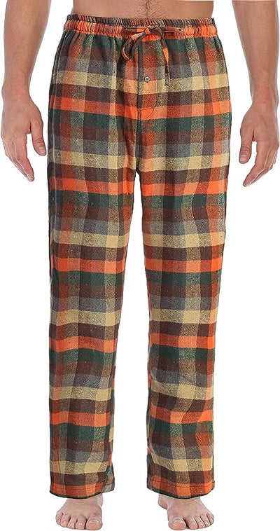 Men's Yarn Dye Brushed Flannel Pajama Pants, Elastic Waist