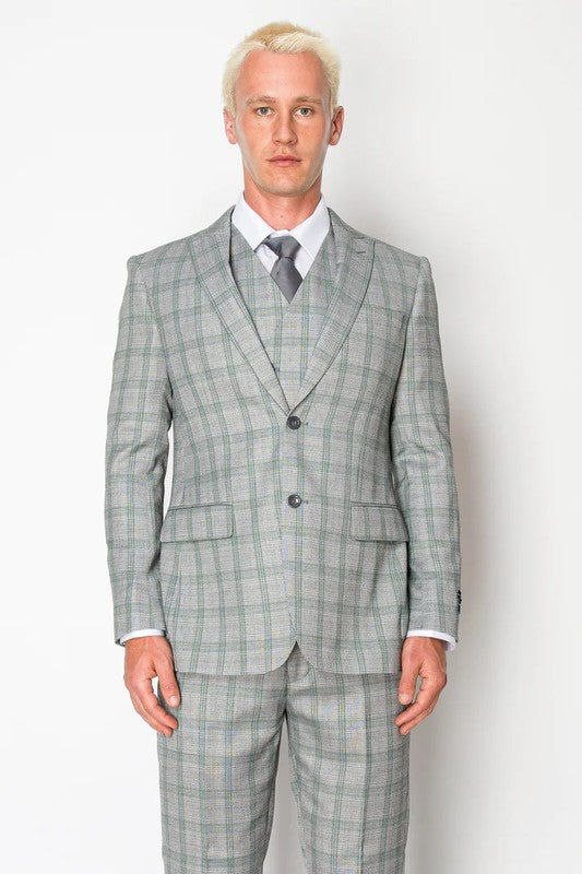 1081-CHECKER-GRAY-3PC-SLIM SIZE 34S-46S & 34R-56L & 38L-56L