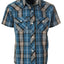 BOY'S SHORT SLEEVE WESTERN STYLE PLAID SHIRT