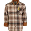 BOY'S SINGLE POCKET FLANNEL SHIRT WITH CORDUROY CONTRAST