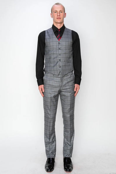 1502-GRAY-CHECKER-3PC-SLIM SIZE 34S-46S & 34R-56L & 38L-56L