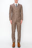 0727-BROWN PLAID-SLIM FIT-3PC-SIZE 34S-46S & 34R-56L & 38L-56L