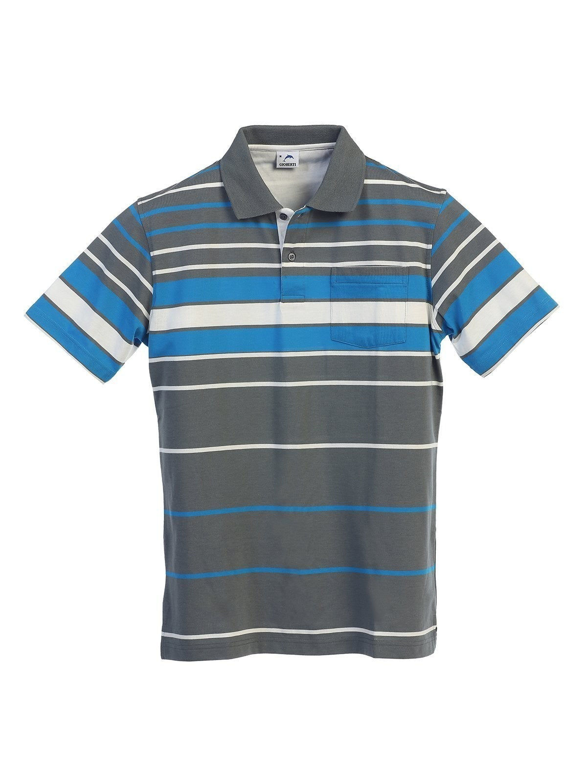 PS-932 Men's Striped Polo Shirt w/ Pocket