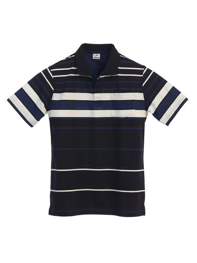 PS-932 Men's Striped Polo Shirt w/ Pocket