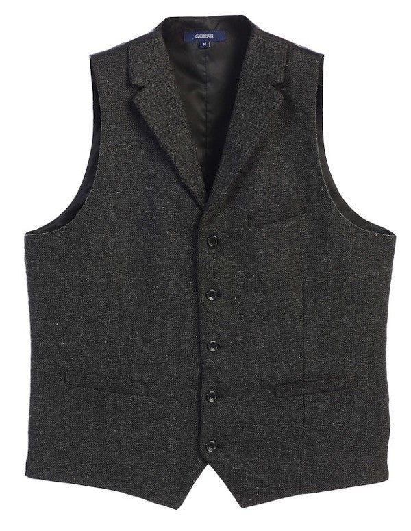 VS-952-Men's 5 Button Tailored Collar Tweed Vest