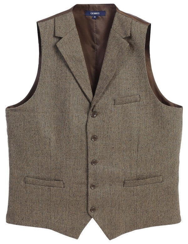 VS-952-Men's 5 Button Tailored Collar Tweed Vest