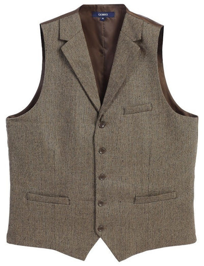 VS-952-Men's 5 Button Tailored Collar Tweed Vest