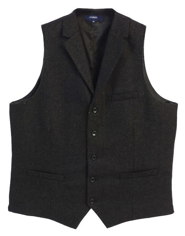 VS-952-Men's 5 Button Tailored Collar Tweed Vest