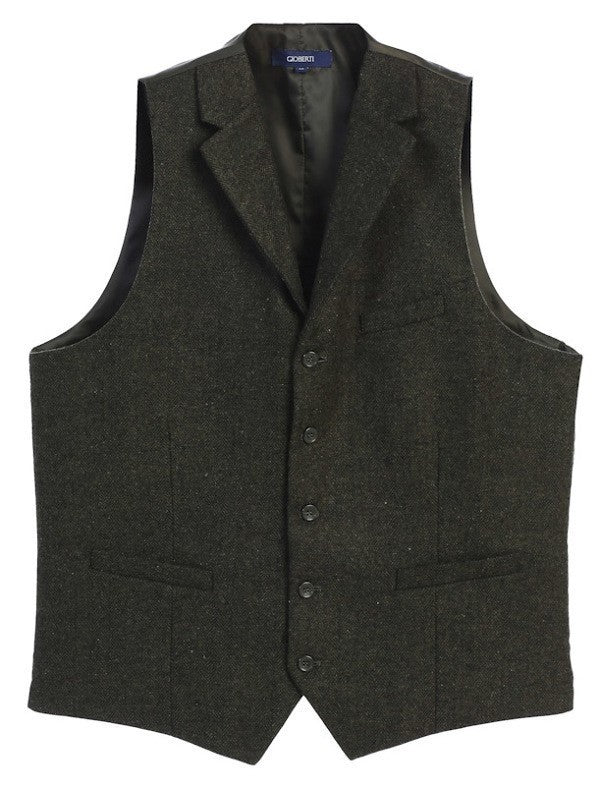 VS-952-Men's 5 Button Tailored Collar Tweed Vest