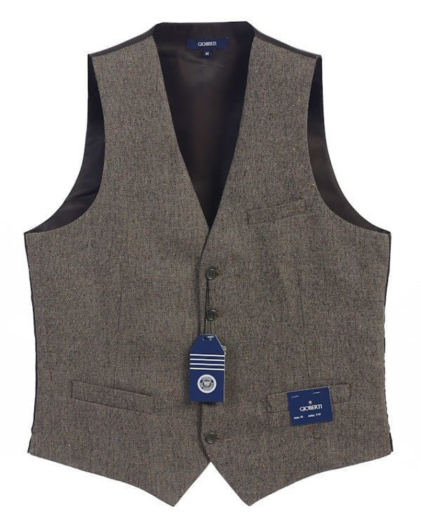 VS-953-Men's 5 Button Formal Tweed Suit Vest