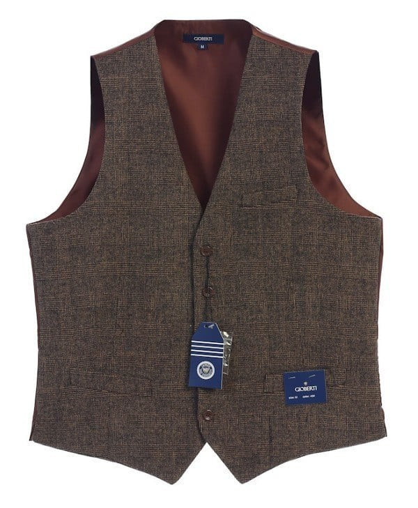 VS-953-Men's 5 Button Formal Tweed Suit Vest