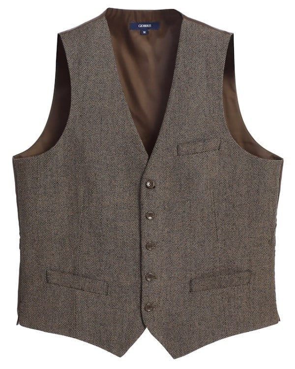 VS-953-Men's 5 Button Formal Tweed Suit Vest