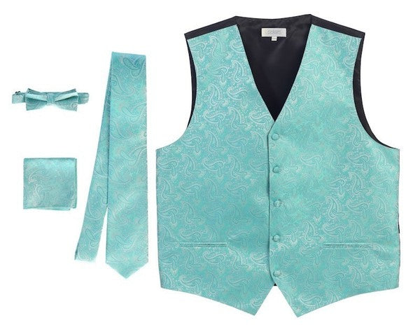 VSM-96P-Men's 4 pc Paisley Vest Set
