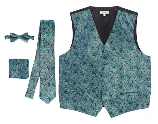 VSM-96P-Men's 4 pc Paisley Vest Set