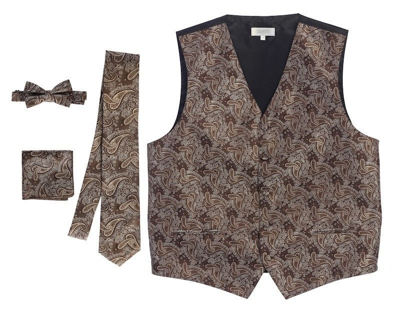 VSM-96P-Men's 4 pc Paisley Vest Set